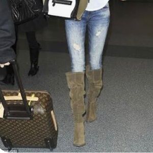 Rare Celebrity Style Kendall Crown taupe genuine suede tall  slouch boots 7 M